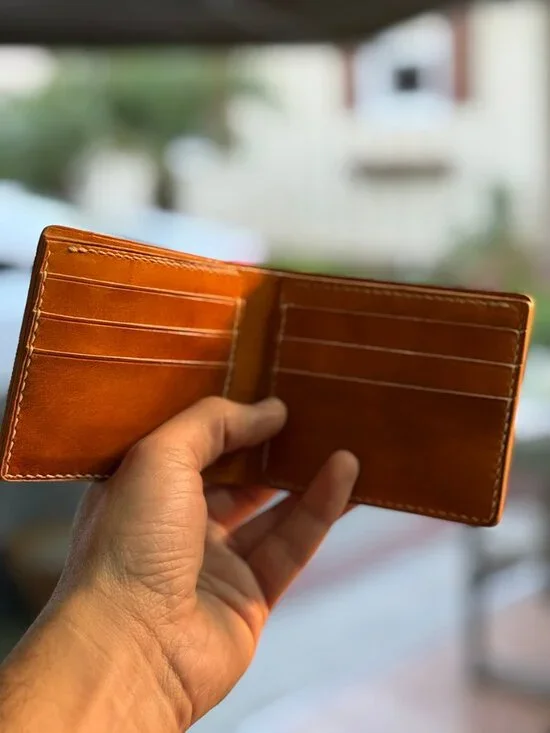 Handcrafted Full Grain Leather 9-Pocket Bifold Wallet - Picture 2 of 3